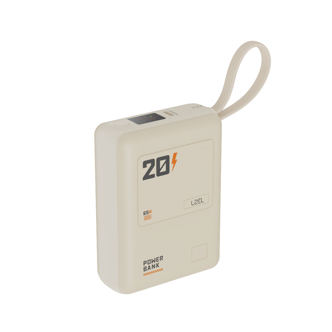 LZEL Zenoflex Surge20 Portable 20000Mah  65W Max Pd Power Bank Dual Usb-C | Cream