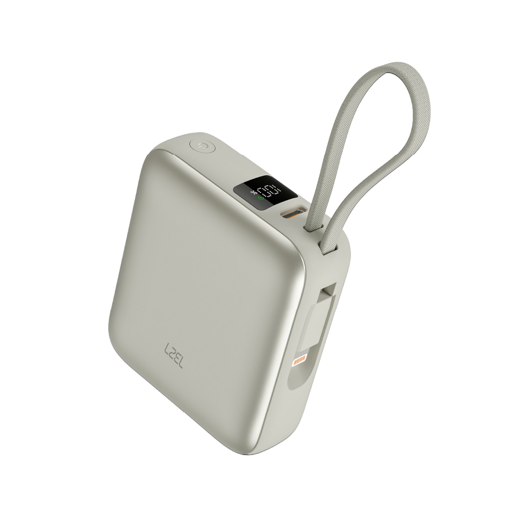 LZEL Neurode Sync Mini 10000Mah  Pd3.0 & Qc 3.0|25.5W|Built-In Type-C & Lighting Power Bank | Silver