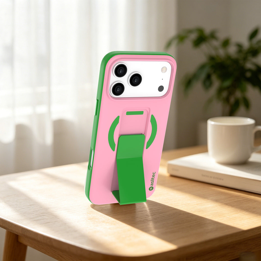 aslitec MagColor Fusion Premium Leather MagSafe Case with Fold-Out Kickstand for iPhone 18 Pro