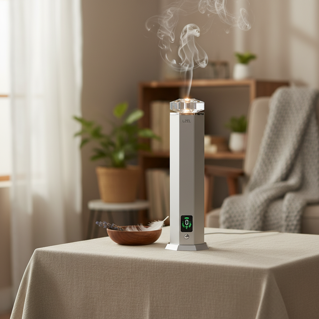 LZEL Aroma Diffuser Aromavista Essence Premium Scent Diffuser Led Display - Cold Air Diffusion Tech - 120 Ml | Silver