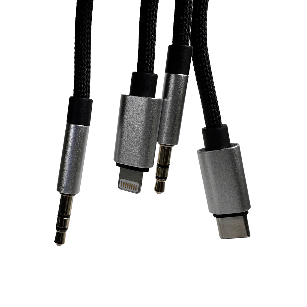 Asli Global Powertriflex Audio 3-In-1 Braided 3.5Mm Aux Audio Cable | Black