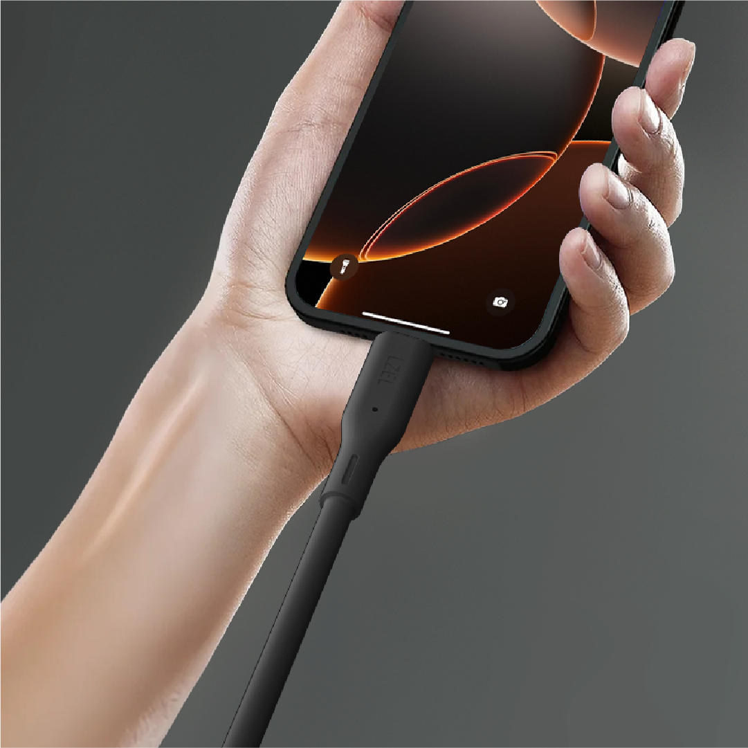 LZEL Celeris Silox CXL Soft Silicone USB-A to USB-C Cable, 480Mbps, 15W Max, 2m | Black