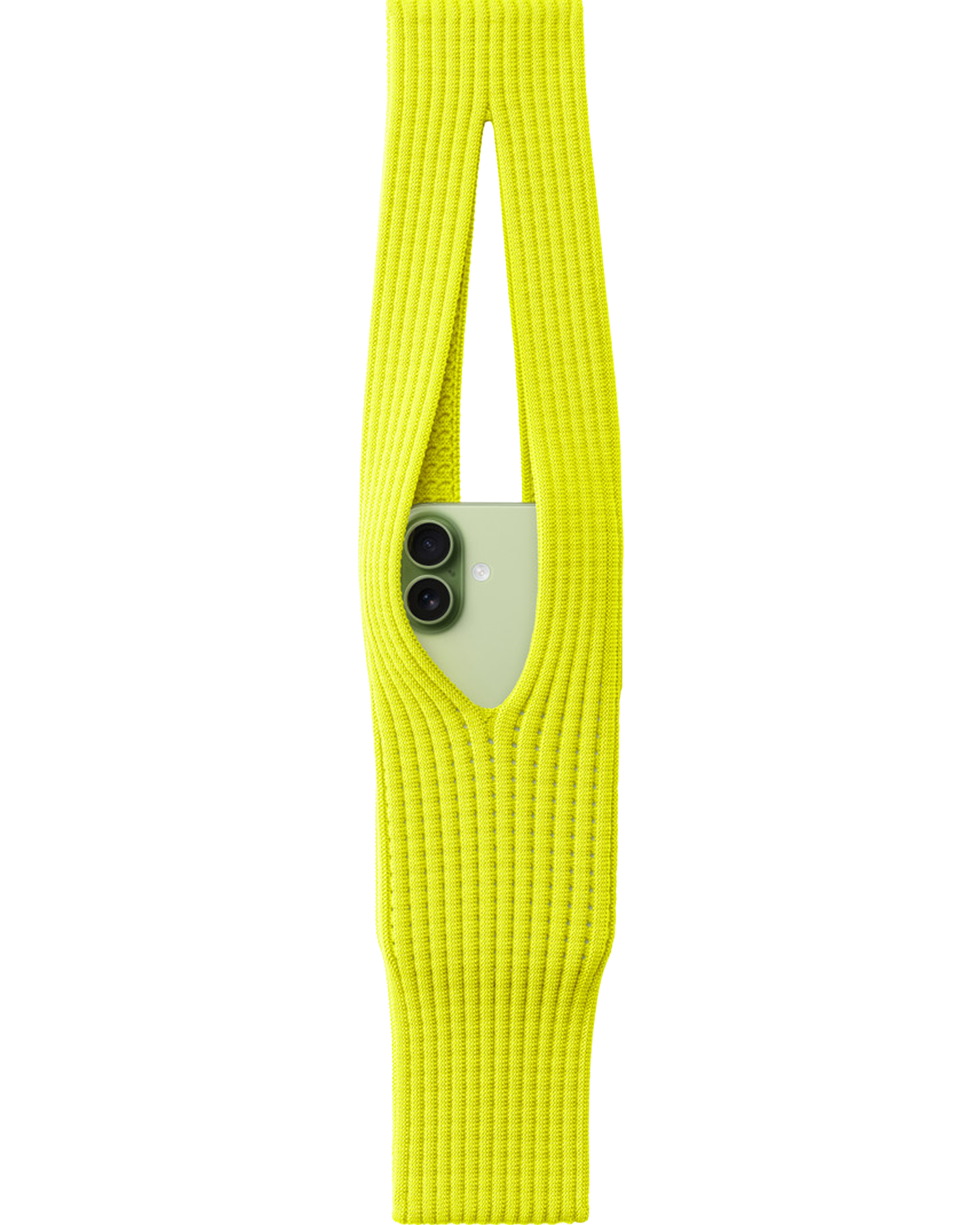 Phone Pocket with Strap â€“ Stretch Knit Wearable iPhone Holder 40 cm | Lemon