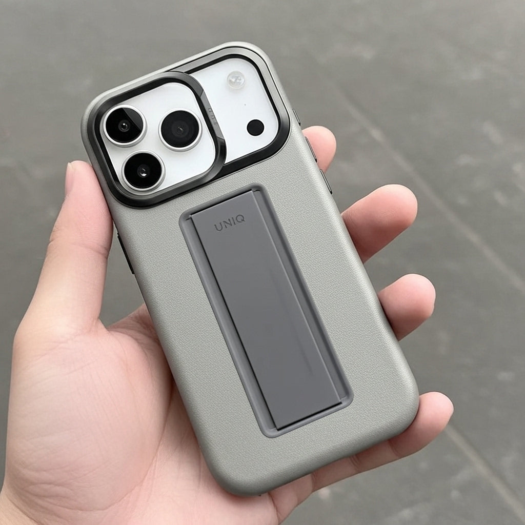 UNIQ Hybrid Heldro Pro MagClick Case with Camera Stand for iPhone 17 Pro | Clay