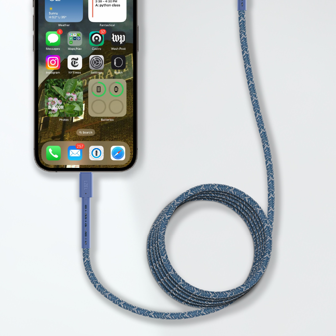 LZEL Celeris Charge CXC Braided USB-C to USB-C Cable, 480Mbps, 240W Max, 2m | Blue