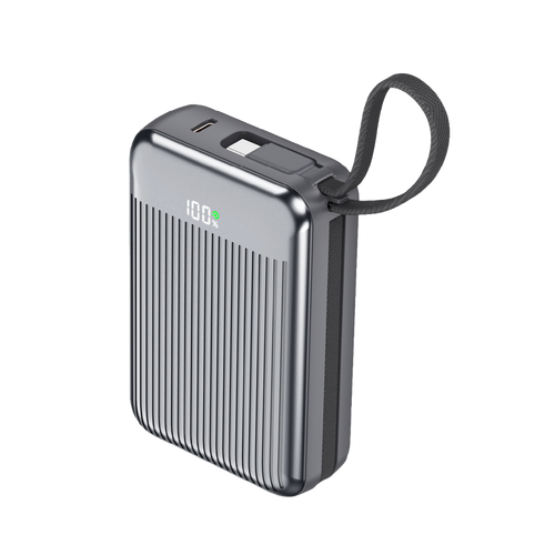 90 Percent Primvolt Sync Power Bank – 20000mAh, 22.5W, Dual Built-In USB-C & Lightning Cables, PD & QC 3.0