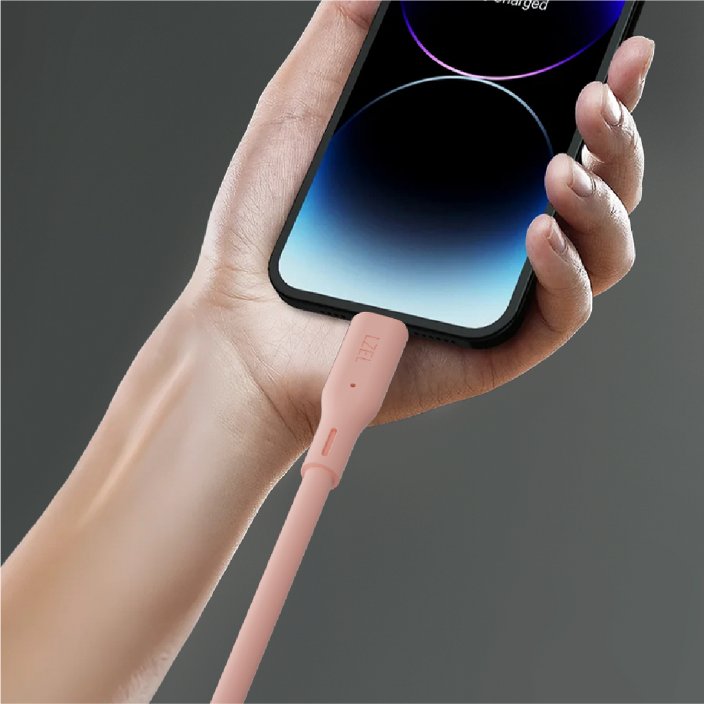 LZEL Celeris Silox CXL Soft Silicone USB-A to Lightning Cable, 480Mbps, 15W Max, 2m | Pink