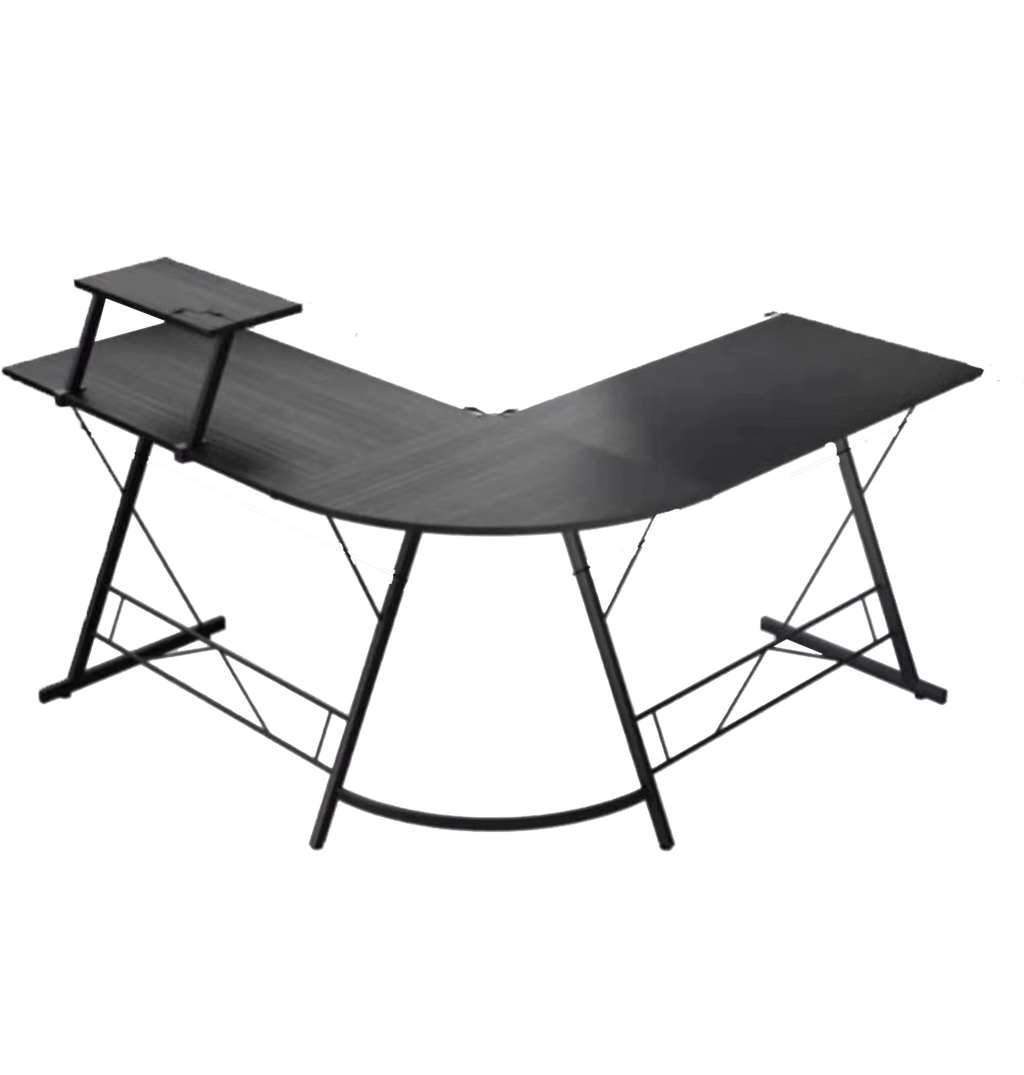 GAMEON L-Shaped Slayer I Series Gaming Desk (Size: 129*129*74cm & Table top 80*46cm) With Headset Hook, Cup Holder & Accessories Stand | Black