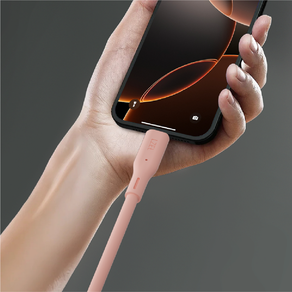 LZEL Celeris Silox CXL Soft Silicone USB-A to USB-C Cable, 480Mbps, 15W Max, 1m | Pink