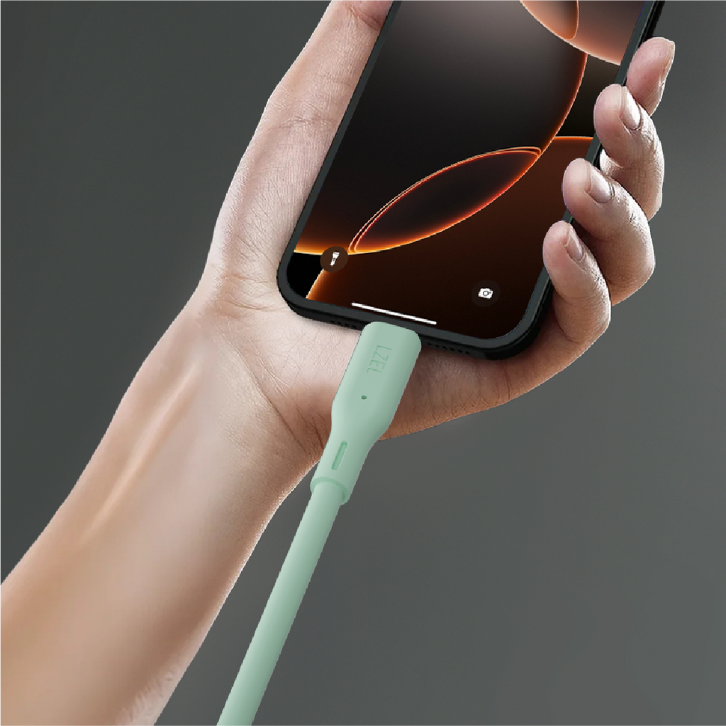 LZEL Celeris Silox CXL Soft Silicone USB-A to USB-C Cable, 480Mbps, 15W Max, 2m | Green