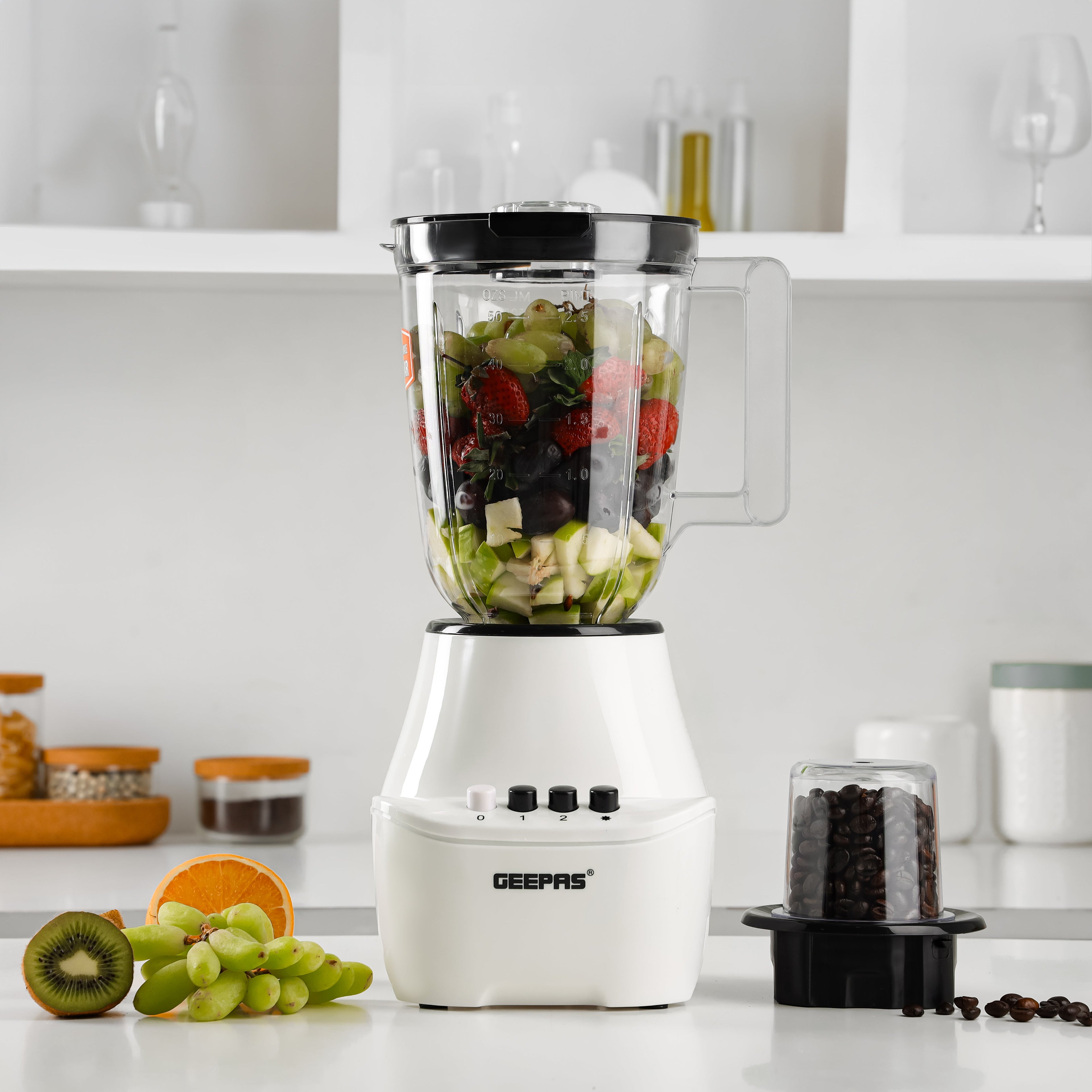 Geepas 2-in-1 Blender 250W - Stainless Steel Blades - 4 Speed