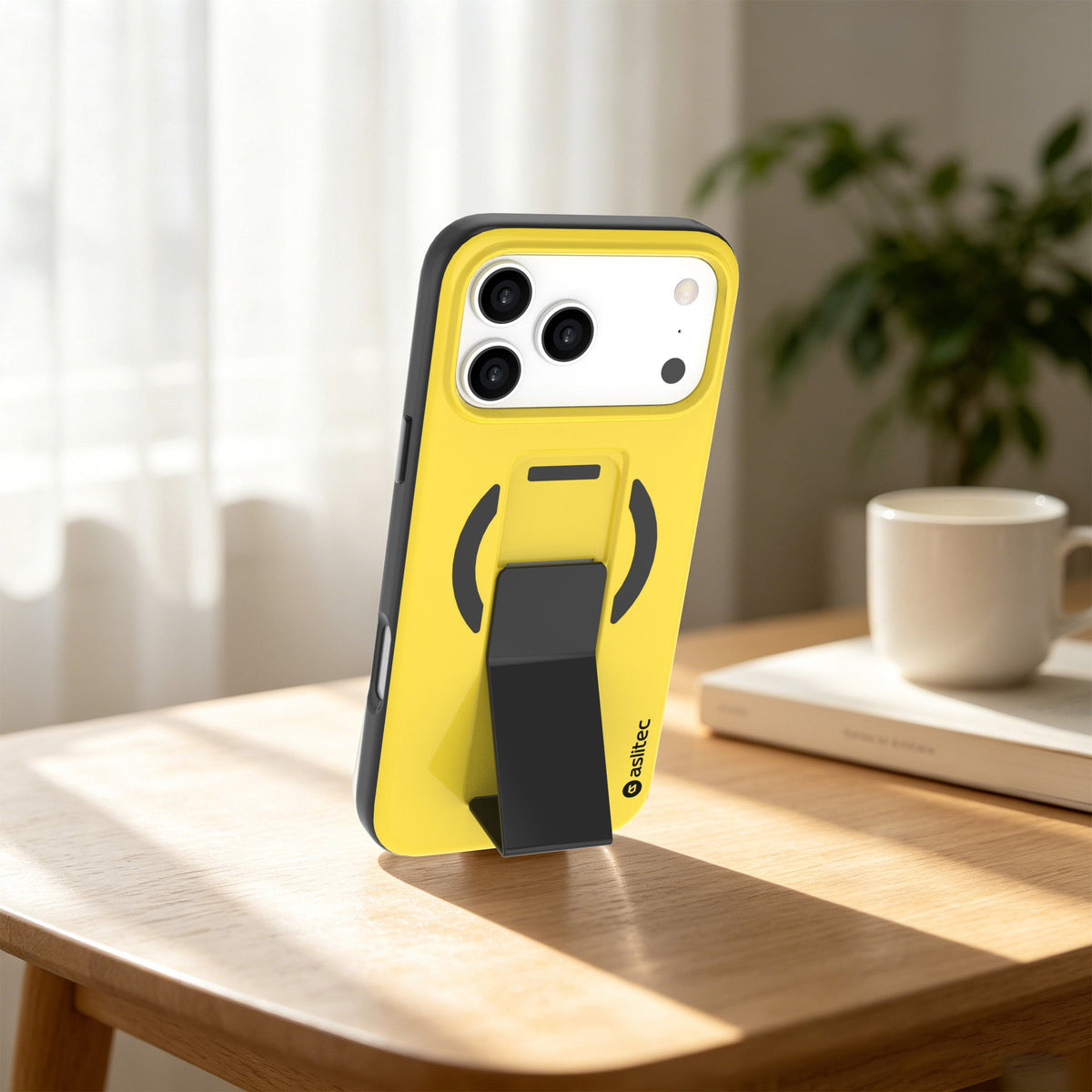 aslitec MagColor Fusion Premium Leather MagSafe Case with Fold-Out Kickstand for iPhone 18 Pro