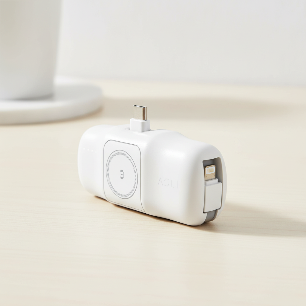 Asli Global 5000mAh Charger POD Prime USB-C Power Bank With Watch Dock | White