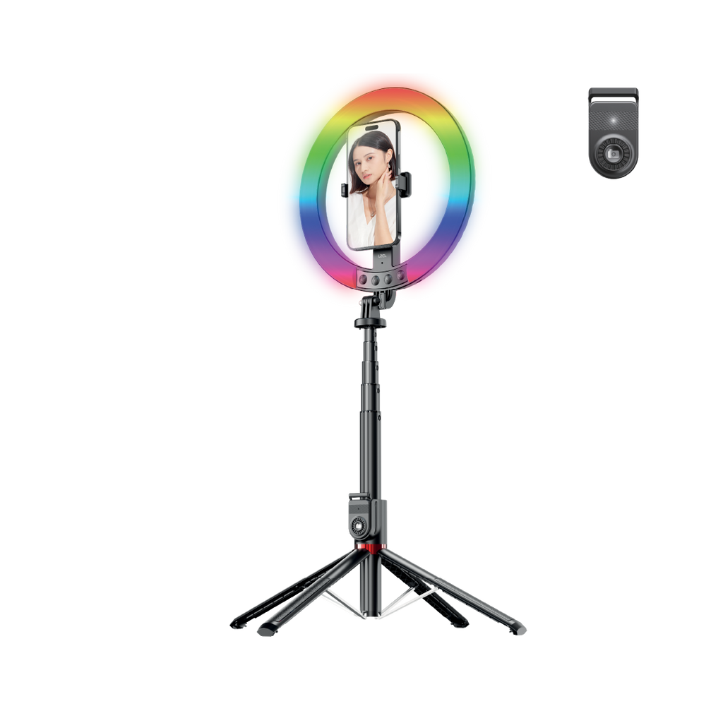 LZEL Flexiclick Series 10" Rgb Selfie Ring Light Kit With 2.3M Tripod Stand & Wireless Remote