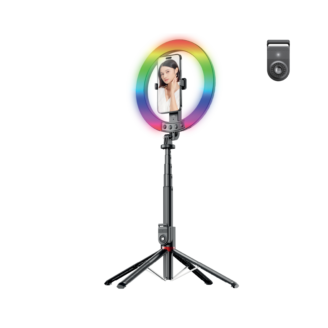 LZEL Flexiclick Series 10" Rgb Selfie Ring Light Kit With 2.3M Tripod Stand & Wireless Remote
