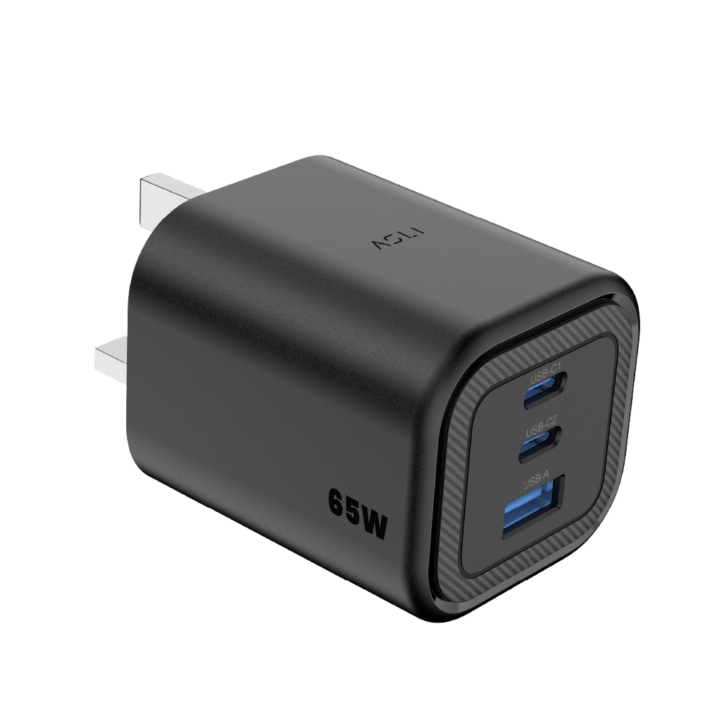 Asli  Global Maxcharge 65 Gan 3-Port Usb-A & Dual Usb-C Fast Charger | Black