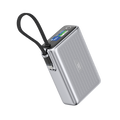 LZEL Neurode Sync 20000Mah Pd3.0 & Qc3.0| 65W |Built-In-Usb-C Cable Pd Power Bank | Silver