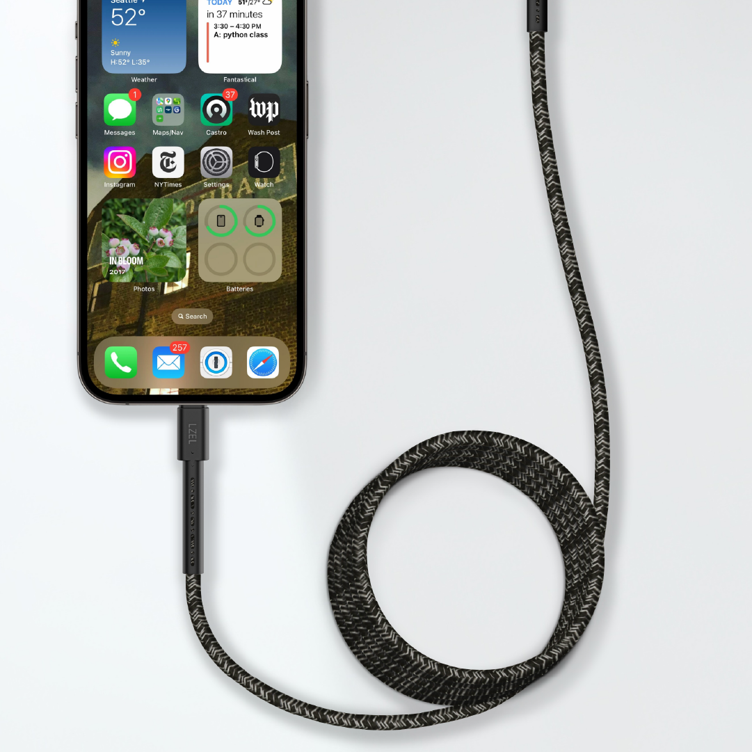 LZEL Celeris Charge CXC Braided USB-C to USB-C Cable, 480Mbps, 240W Max, 2m | Black