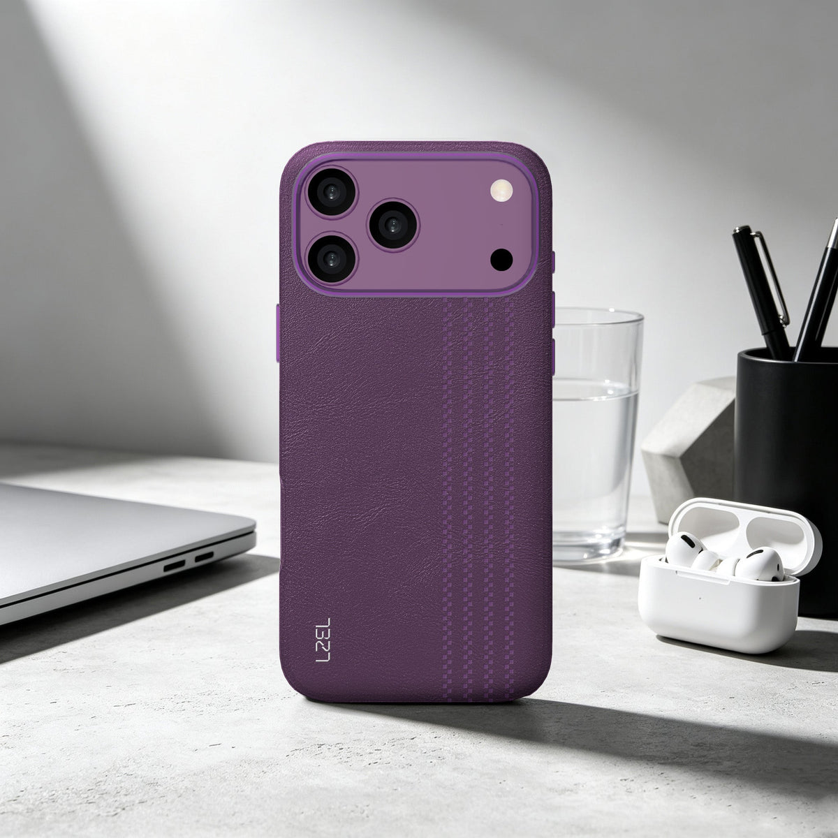 LZEL MAGLINEAR Premium Leather MagSafe Case with Linear Pattern for iPhone 18 Pro & 18 Pro Max