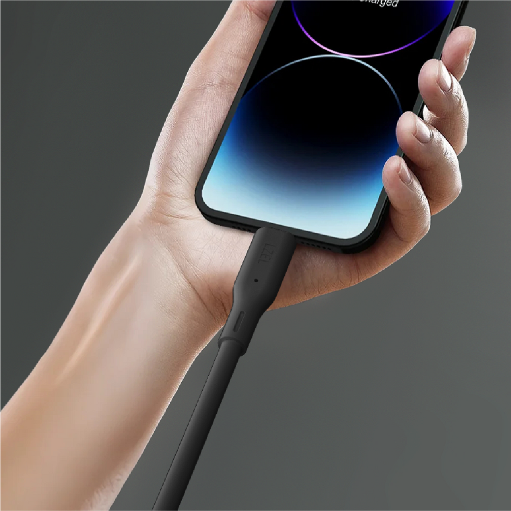 LZEL Celeris Silox CXL Soft Silicone USB-C to Lightning Cable, 480Mbps, 60W Max, 2m | Black