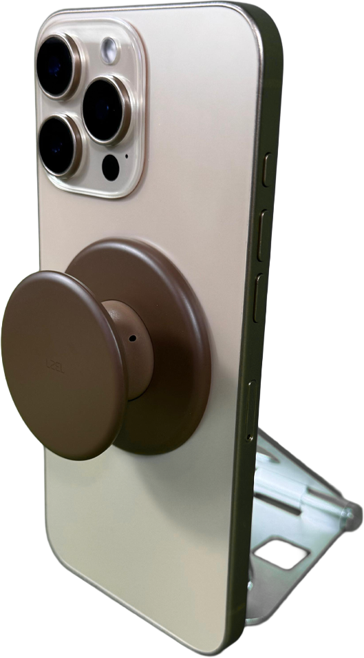 LZEL GripLoopâ€¯Pop Series â€“ Magnetic Finger Pop Holder & Stand | Brown