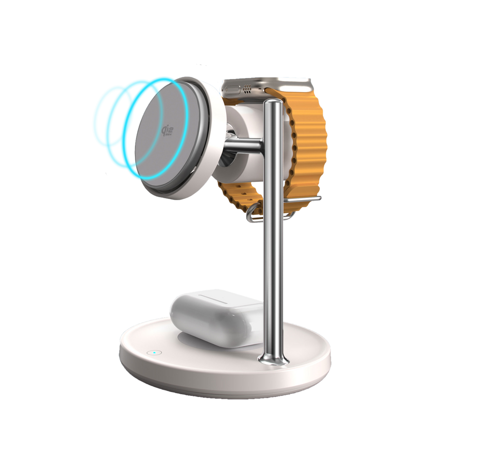 LZEL FlexDock Series 3-in-1 Magnetic Desktop Wireless Charger | White