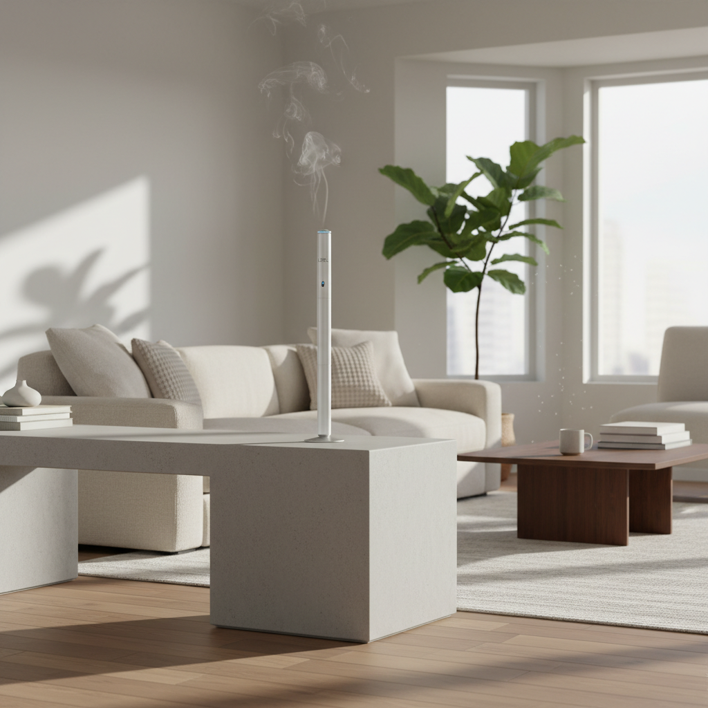 LZEL Aroma Diffuser Aromavista Serenity Prestige Scent Diffuser Waterless Nebulizer Aroma Diffuser, 2000sqft | Silver