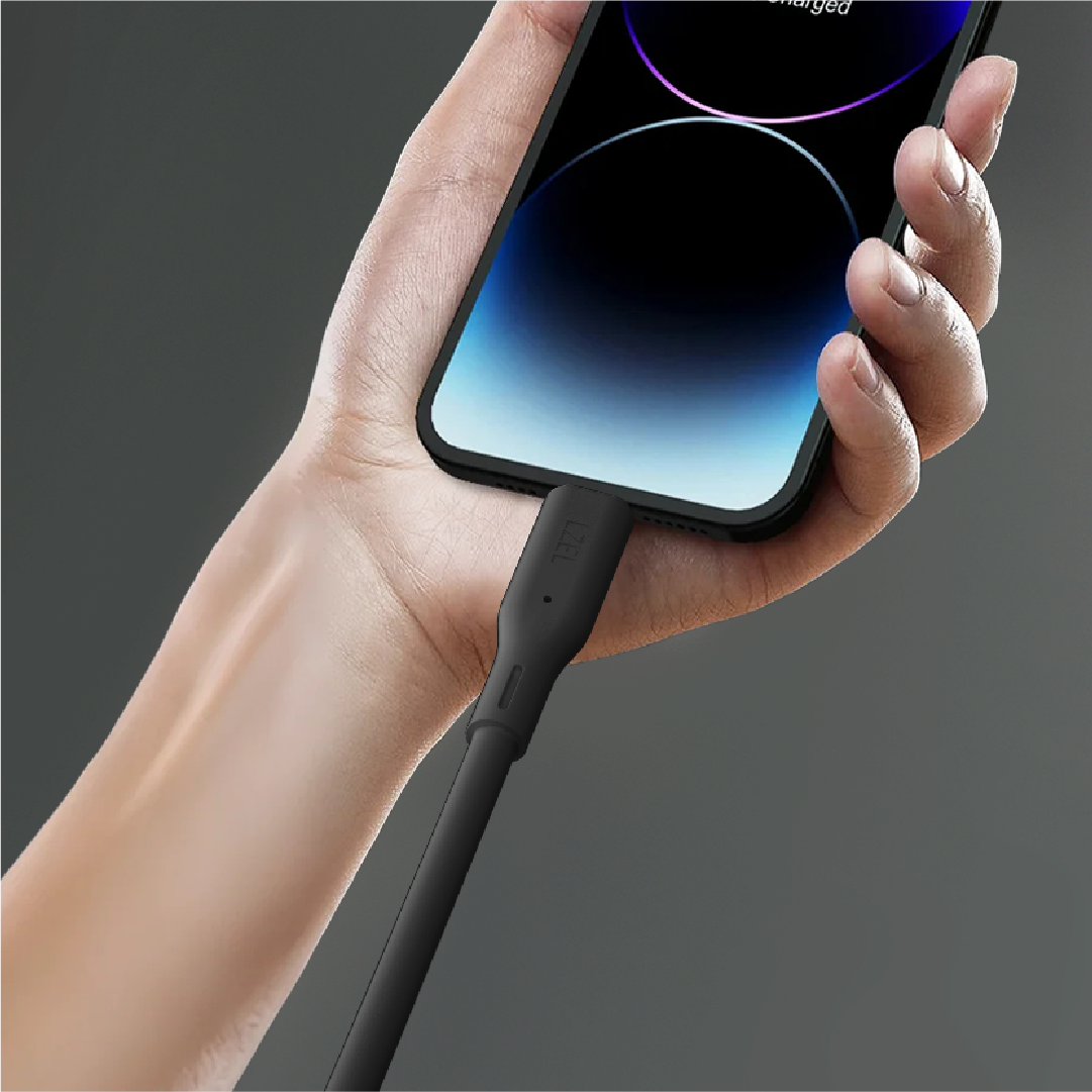 LZEL Celeris Silox CXL Soft Silicone USB-C to Lightning Cable, 480Mbps, 60W Max, 1m | Black