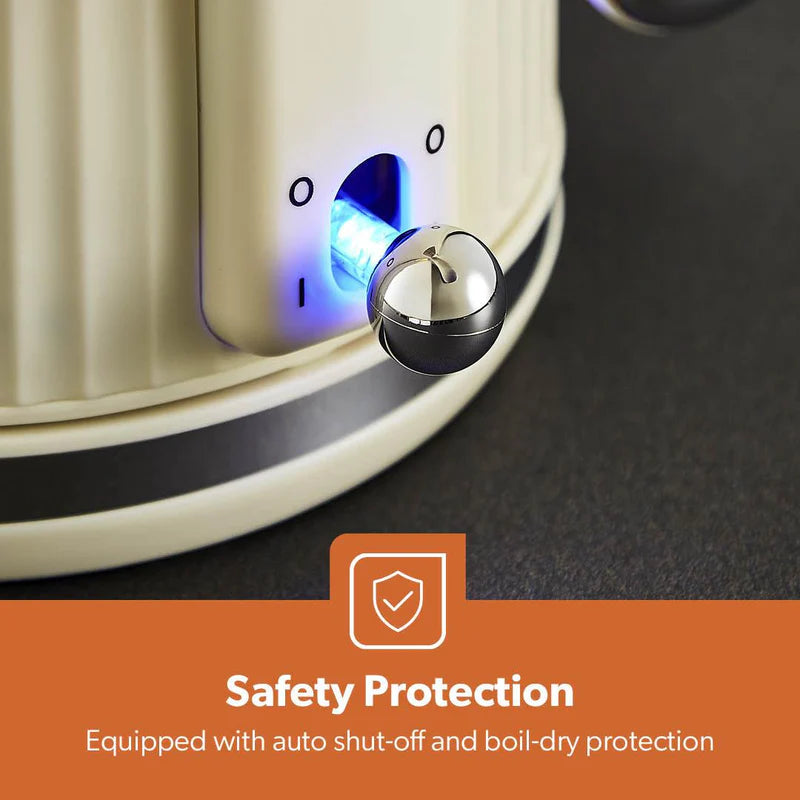 Geepas 1.7L Electric Jug Kettle â€“ 360Â° Rotation, Auto Shut-Off, Removable Filter, Cream