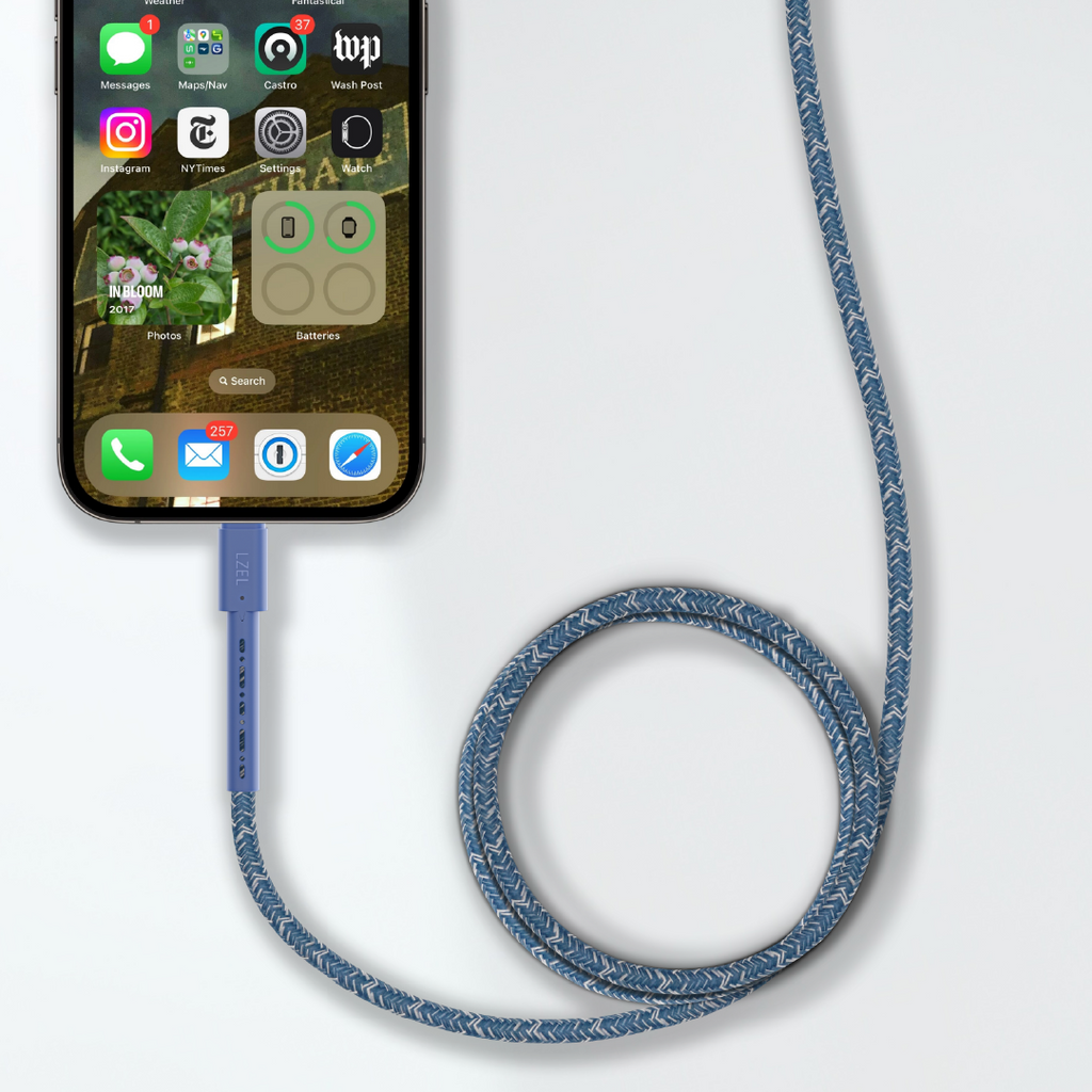 LZEL Celeris Charge CXL Braided USB-C to Lightning Cable, 480Mbps, 60W Max, 1 Meter | Blue