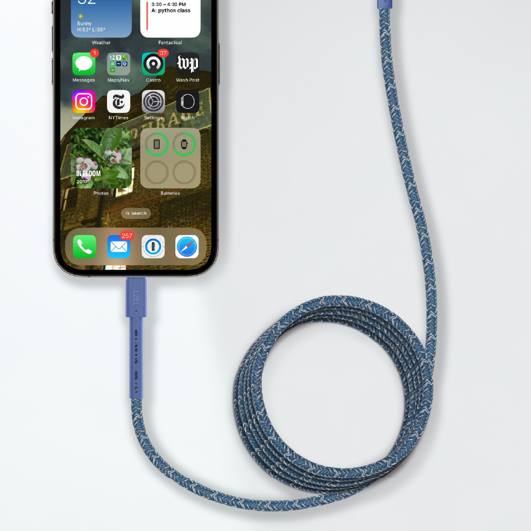 LZEL Celeris Charge AXC Braided USB-A to USB-C 2.0 Cable, 480Mbps, 15W Max, 1m | Blue