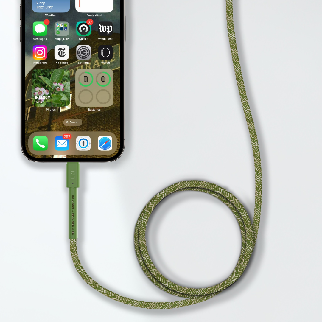 LZEL Celeris Charge CXC Braided USB-C to USB-C Cable, 480Mbps, 240W, 1m | Green