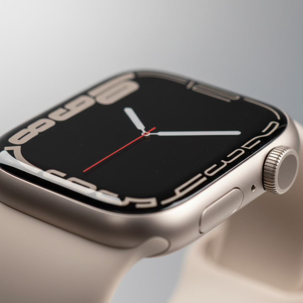 Apple Watch Series 7 GPS, 45mm Starlight Aluminium Case with Starlight Sport Band - Regular