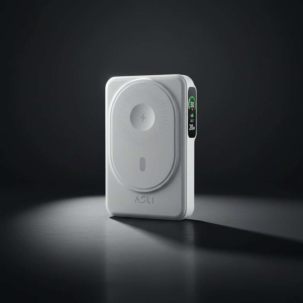 Asli Global Magcrest Hub 6-in-1 Magnetic 10000mAh PD Wireless Power Bank | White