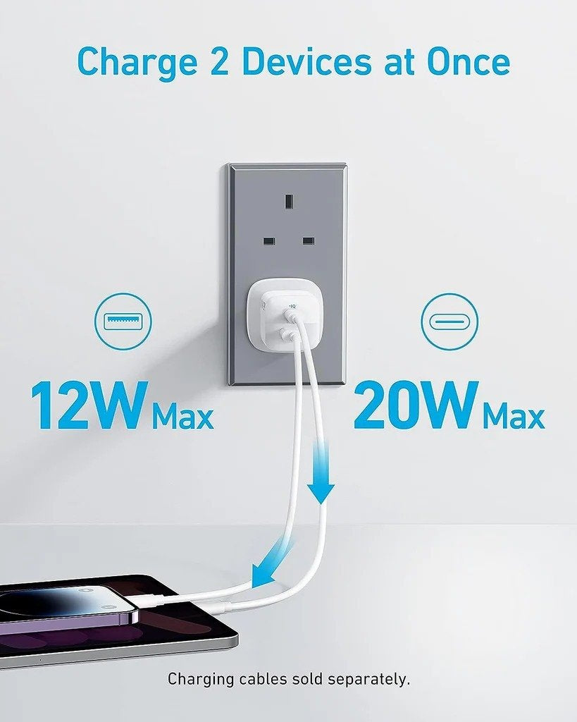Anker 323 Charger With 310 USB-C To Lightning Cable 33W | White