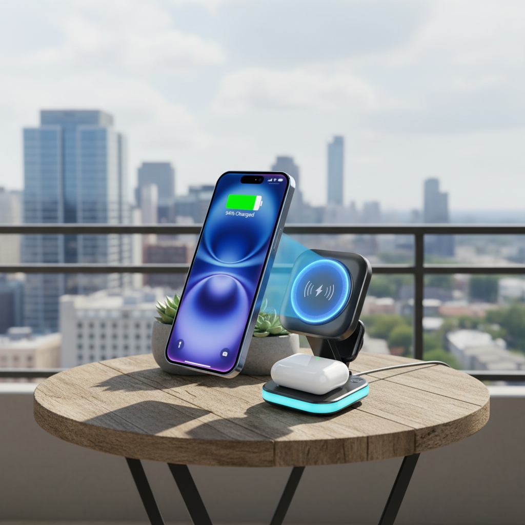 LZEL Magnexus Chargedock 5-In-1 Magnetic Wireless Charger, 15W Fast Charging, USB-C Port