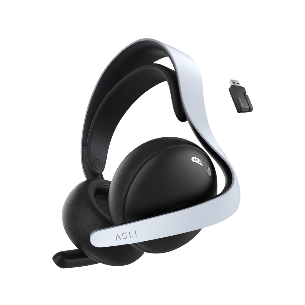 Asli Global Wavetune Series High-Performance 2.4G Wireless Tri-Mode Gaming Headset | White