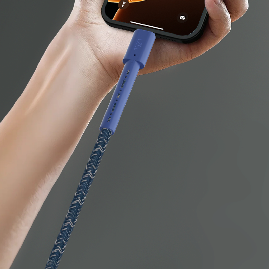 LZEL Celeris Charge CXC Braided USB-C to USB-C Cable, 480Mbps, 240W Max, 2m | Blue