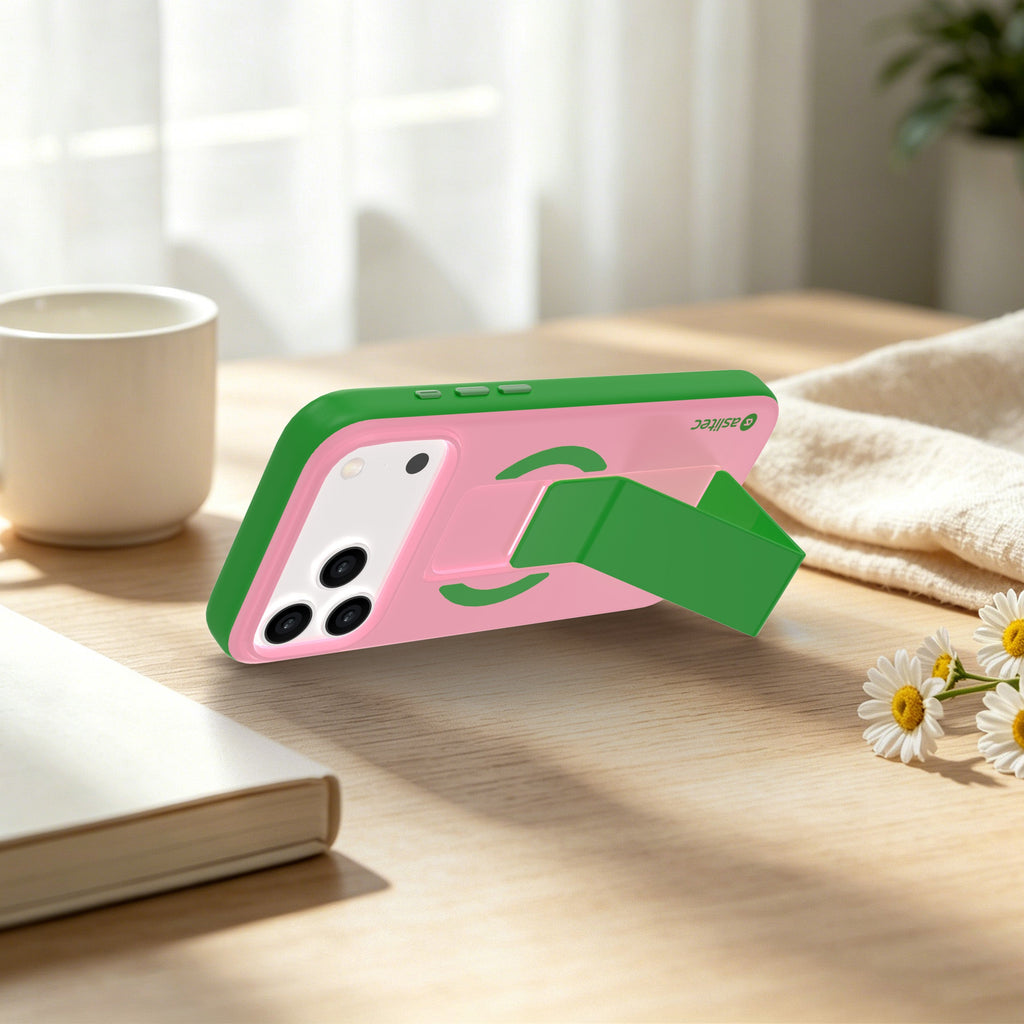 aslitec MagColor Fusion Premium Leather MagSafe Case with Fold-Out Kickstand for iPhone 18 Pro