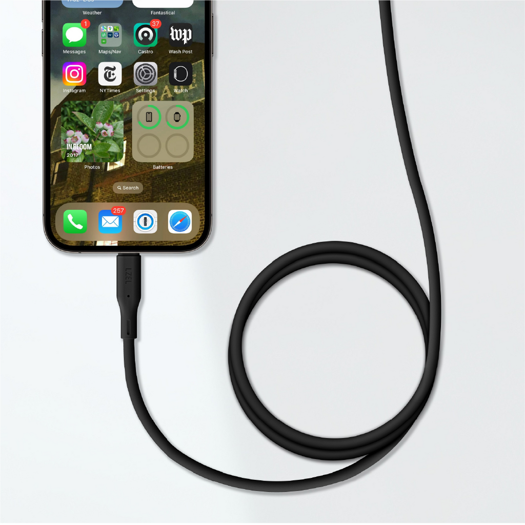 LZEL Celeris Silox CXL Soft Silicone USB-A to USB-C Cable, 480Mbps, 15W Max, 1m | Black