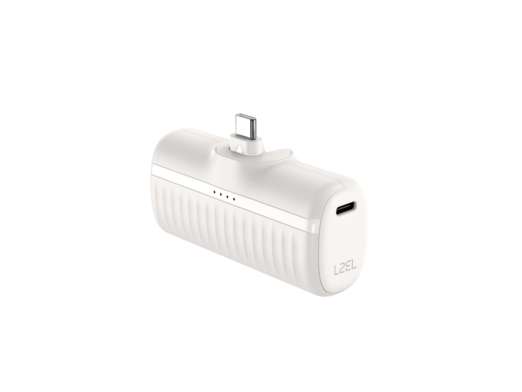 LZEL PrimeBrio Clip C5 Mini Power Bank – 5000mAh, 20W, USB-C | White