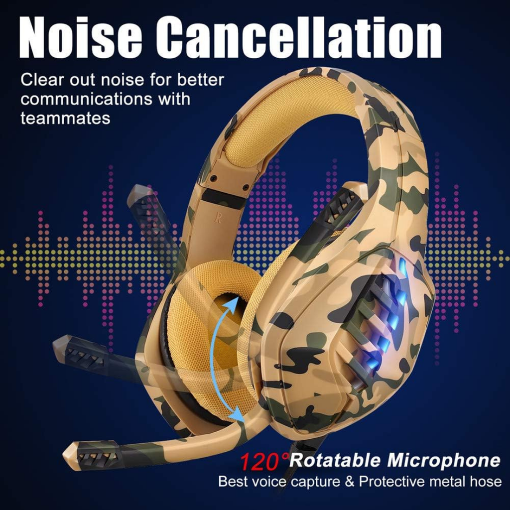 YJY Gaming Headset – Over-Ear, Noise-Cancelling Mic, 7-Color LED, Surround Sound