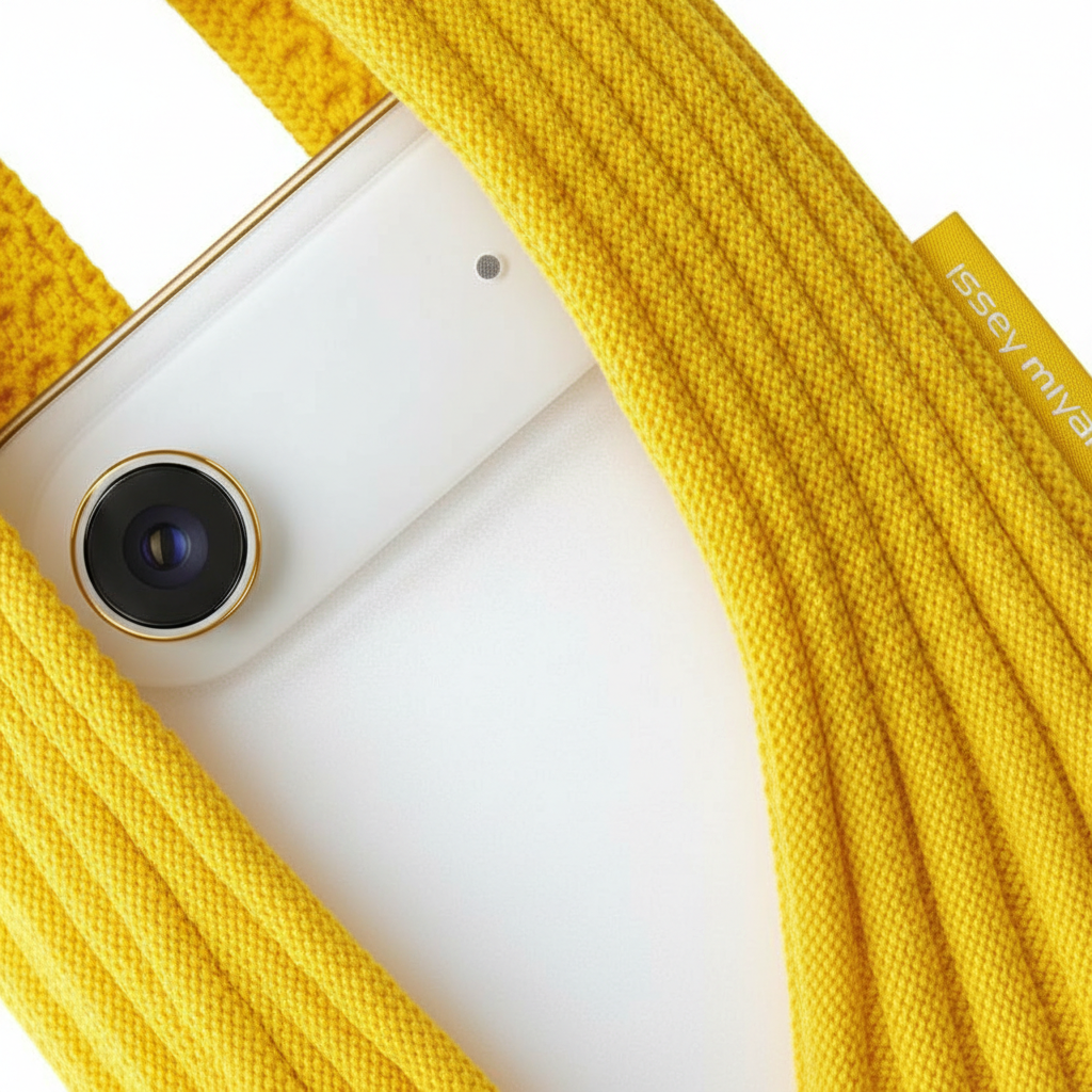 Phone Pocket with Strap â€“ Stretch Knit Wearable iPhone Holder 80 cm | Lemon