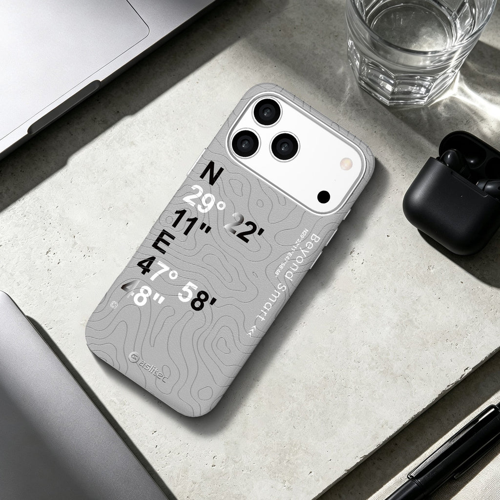 aslitec Geomag Coordinate Sophisticared Leather Magsafe Case With Coordinate Design Case For iPhone 18 Pro Max