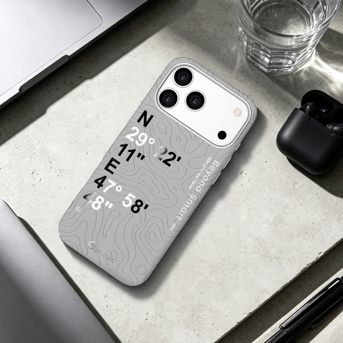 aslitec Geomag Coordinate Sophisticared Leather Magsafe Case With Coordinate Design Case For iPhone 18 Pro Max