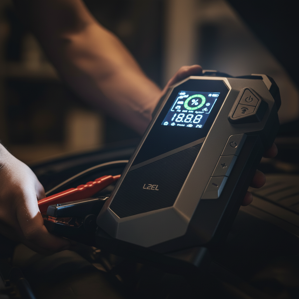 LZEL EnergizeIgnite X - 12,000mAh Car Jump Starter with LED Flashlight & Air Compressor | Gray/Black