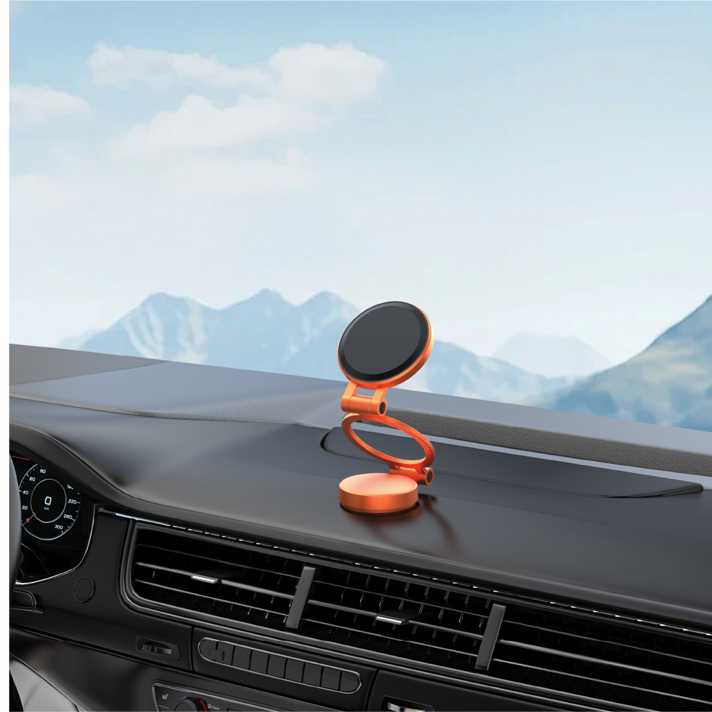 LZEL 360Â° Magnetic Suction Phone Holder Three-Axis Adjustable Angle | Robust Magnetic Grip | Orange