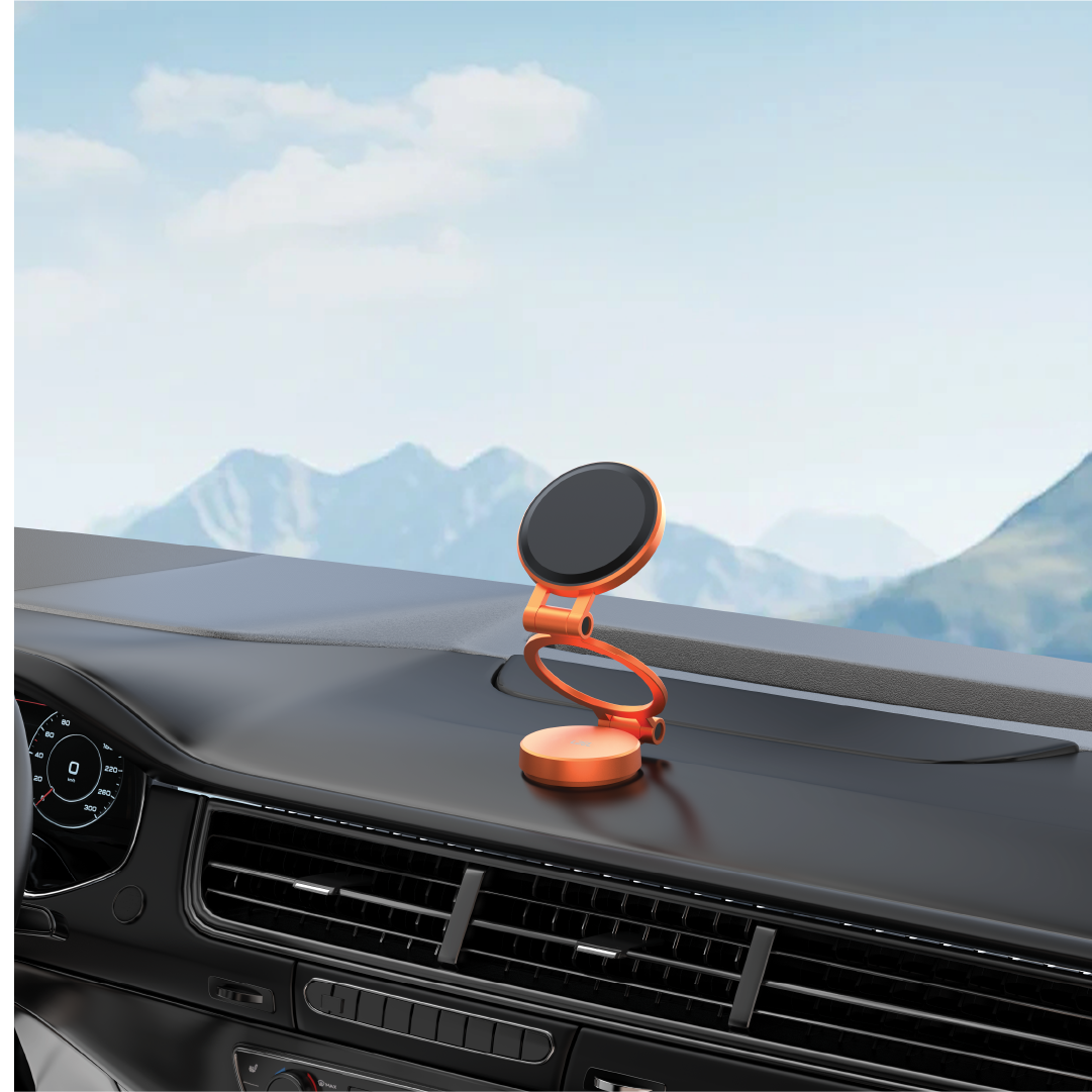 LZEL 360Â° Magnetic Suction Phone Holder Three-Axis Adjustable Angle | Robust Magnetic Grip | Orange