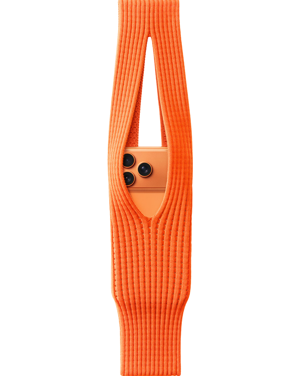 Phone Pocket with Strap â€“ Stretch Knit Wearable iPhone Holder 40 cm | Mandarin