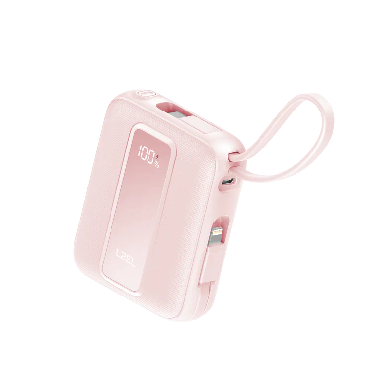LZEL AMPNEO1O Mini 10000mAh PD Power Bank 30W | Built-in Type-C & Lightning Cable | Type-C Input/Output